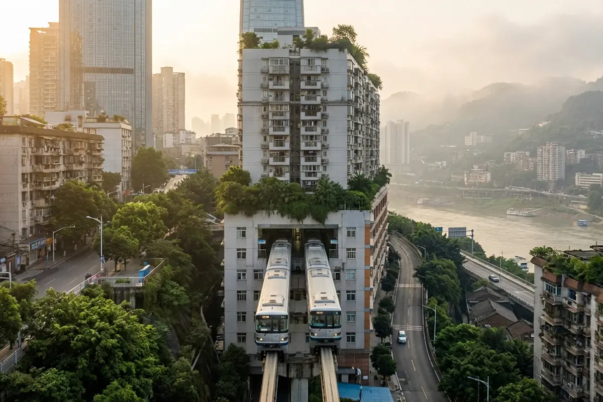 重庆 李子坝轻轨站