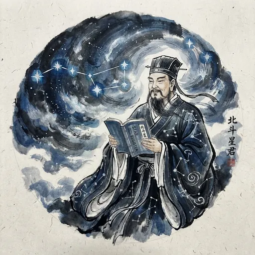 北斗星君 Beidou Xingjun (Lord of the Northern Dipper) — 中国神话人物水墨画像