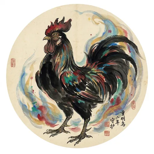 重明鸟 Chongmingniao, The Double-Brightness Bird — 中国神话异兽水墨画像