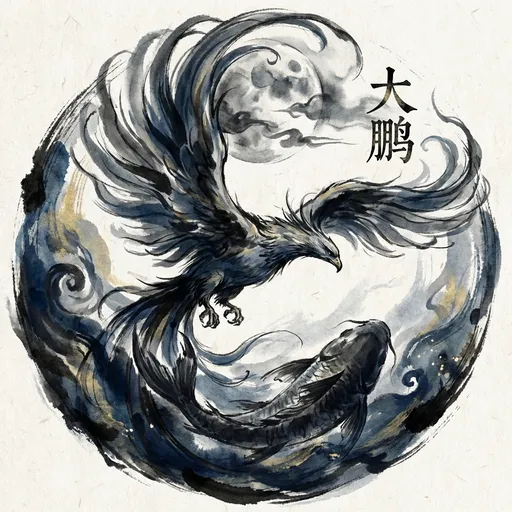 大鹏 Dapeng, The Great Roc — 中国神话异兽水墨画像