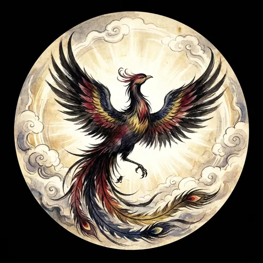 凤凰 Fenghuang (Chinese Phoenix) — 中国神话异兽水墨画像