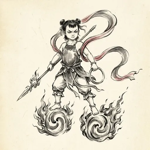 哪吒 Nezha — 中国神话人物水墨画像