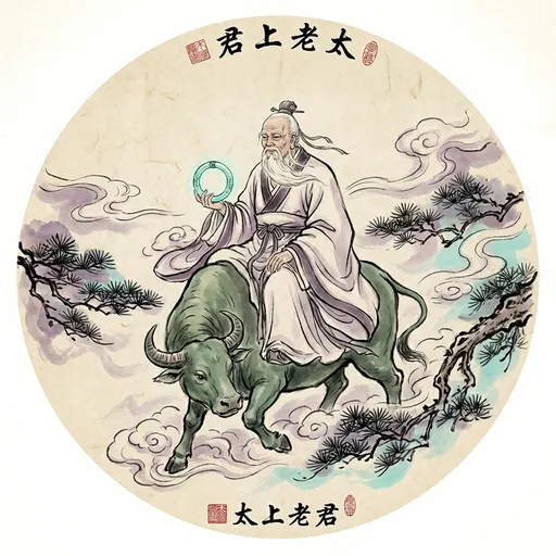 太上老君 Taishang Laojun, The Grand Supreme Elder — 中国神话人物水墨画像