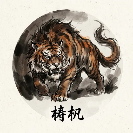 梼杌 Táowù, The Stubborn Brute — 中国神话异兽水墨画像