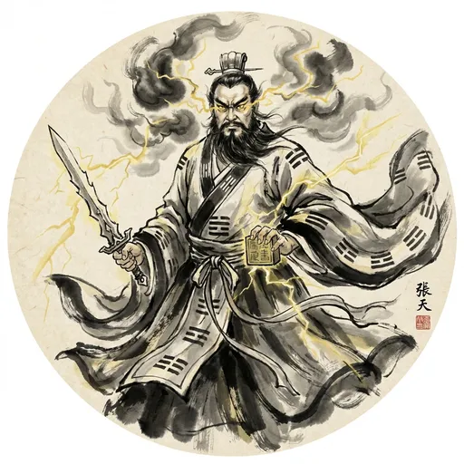 张天师 Zhang Tianshi (Celestial Master Zhang) — 中国神话人物水墨画像