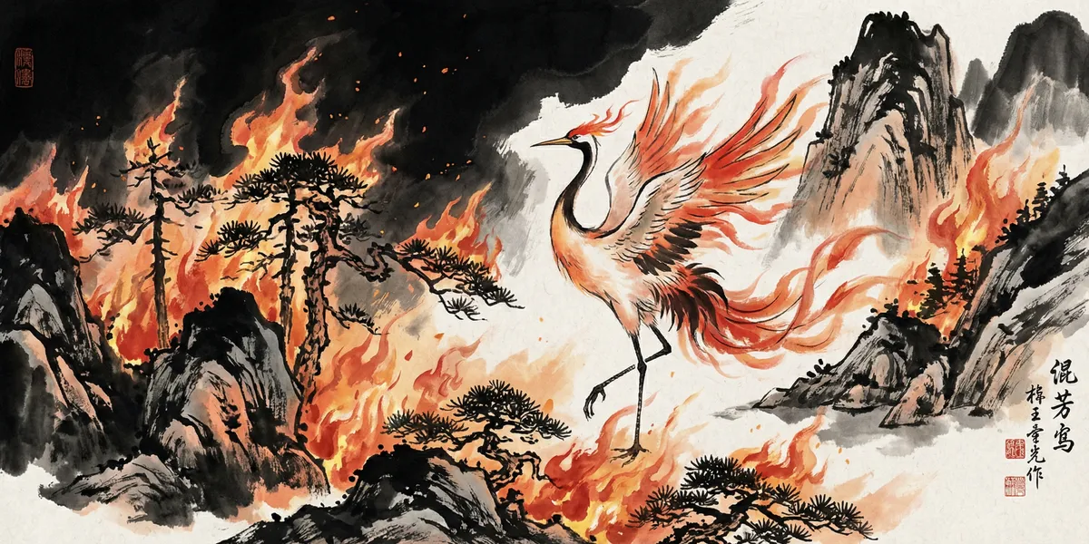 毕方 Bìfāng, The One-Legged Flame — 独足引火的上古异鸟